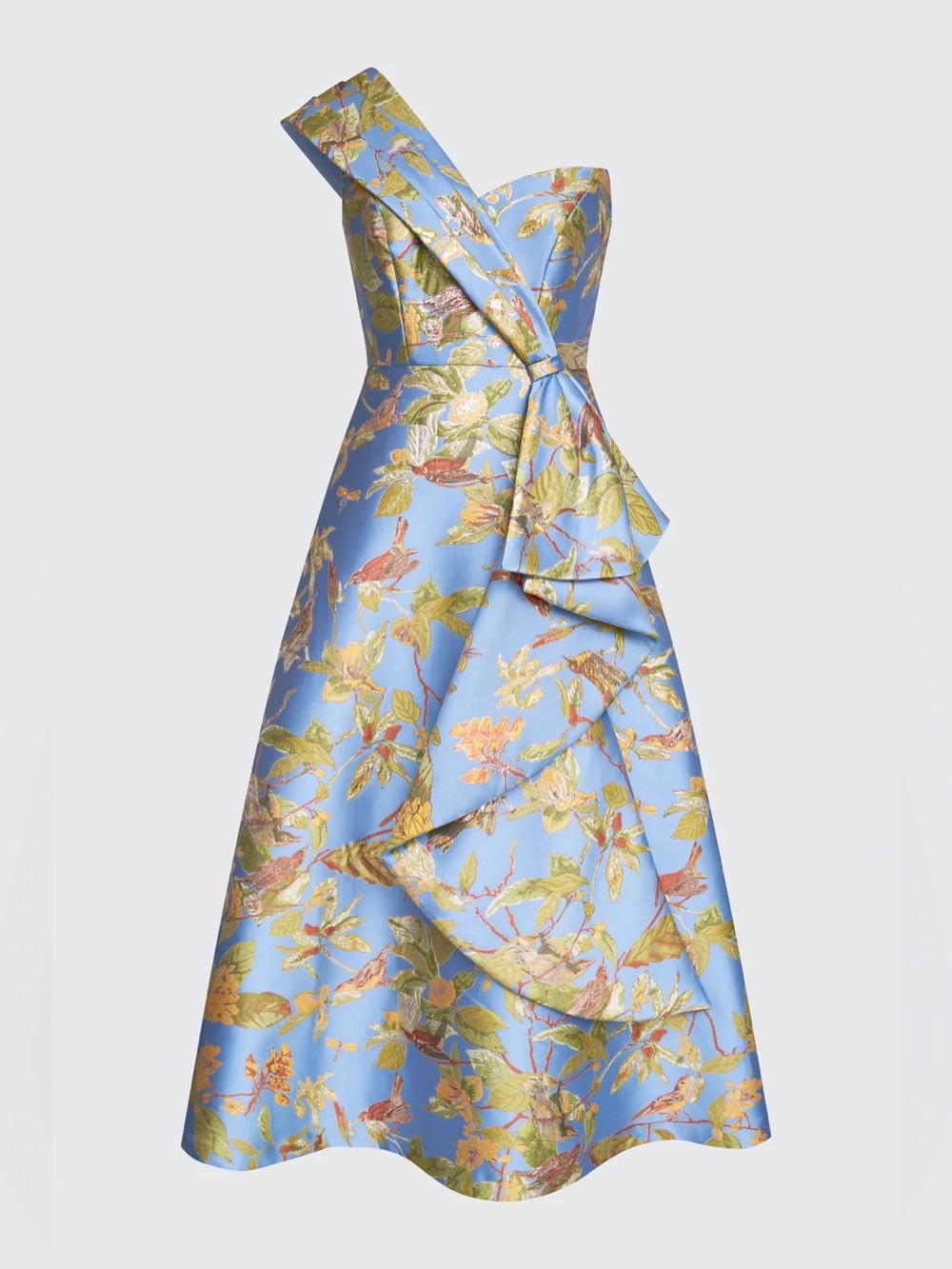 NWT Theia Dalia Tea Length One Shoulder Gown Mini Floral Dress size 2 - Picture 1 of 13